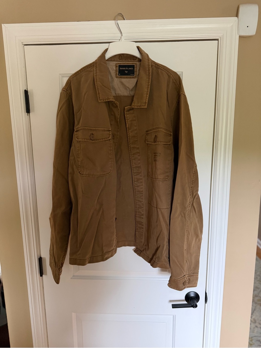 Paper Planes Men's Crewneck Utility Sweater Jacket - Tan